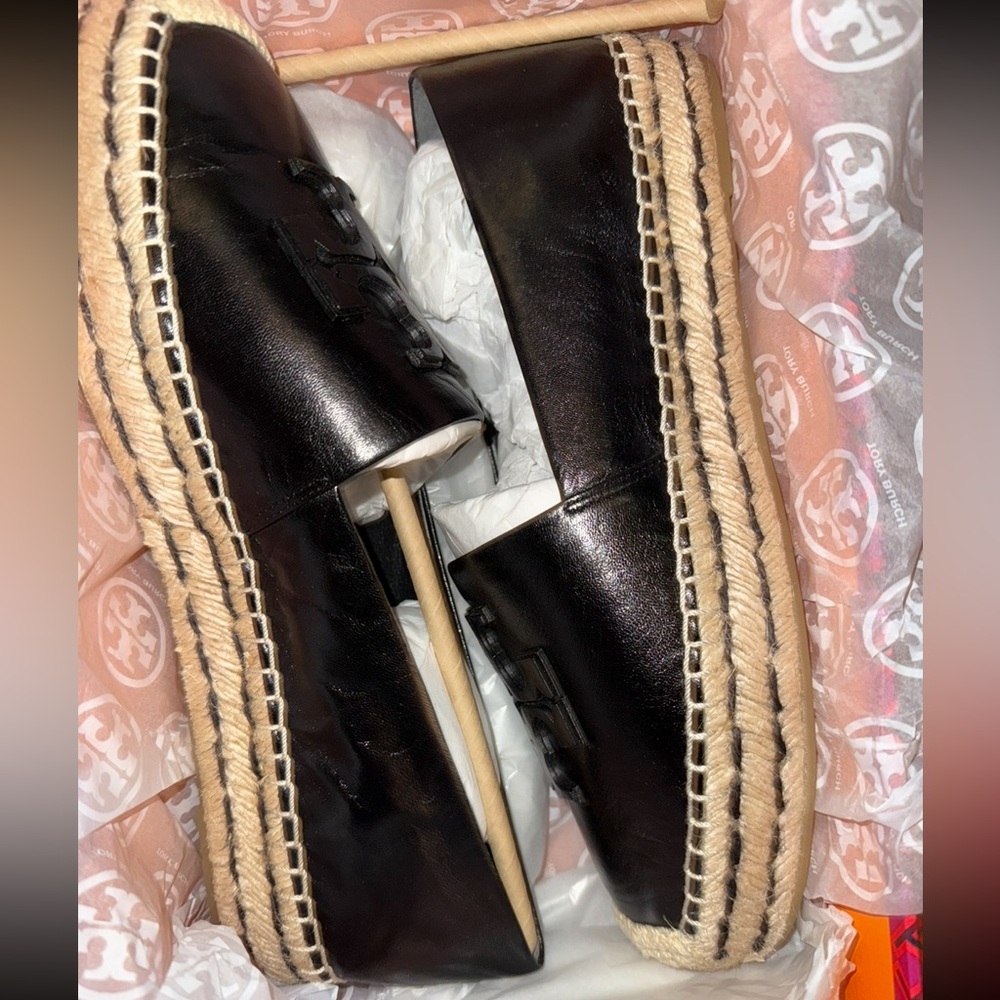 New Tory Burch Ines Platform Espadrille black Size: 11 leather upper and lining